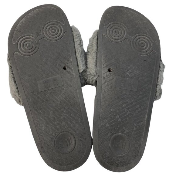 Steve Madden Softey Gray Faux Fur Slide Slipper Sandals - Size 10 - Picture 7 of 8